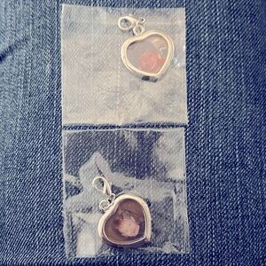 Set of heart Shaped Photo Charms for Charm Bracelet